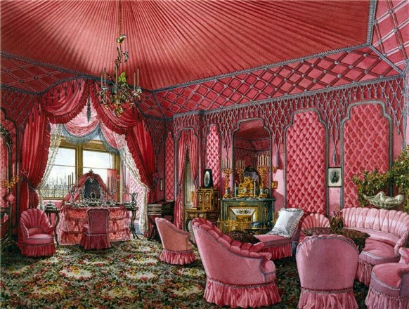 feminine opulenten Russischen Palast-Stoff rosa Zimmer