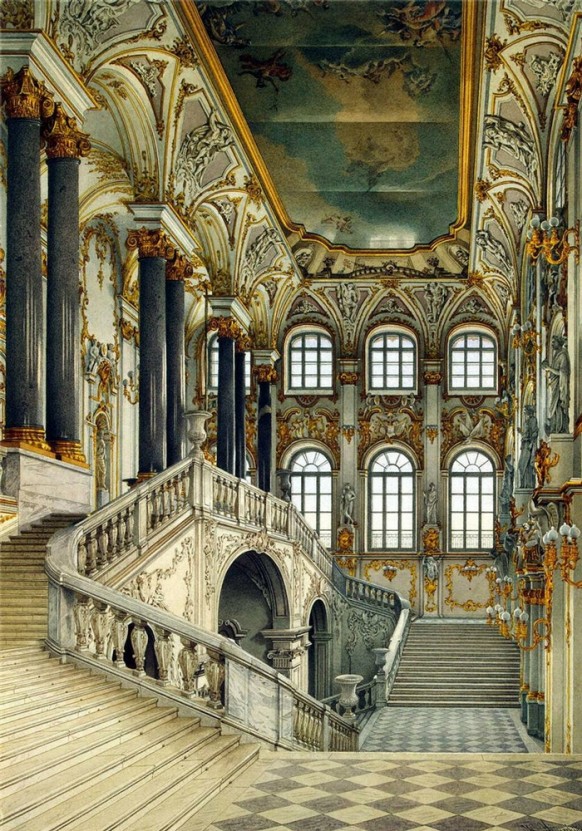Treppe grand opulenten Russischen Palast Bemalte Decke
