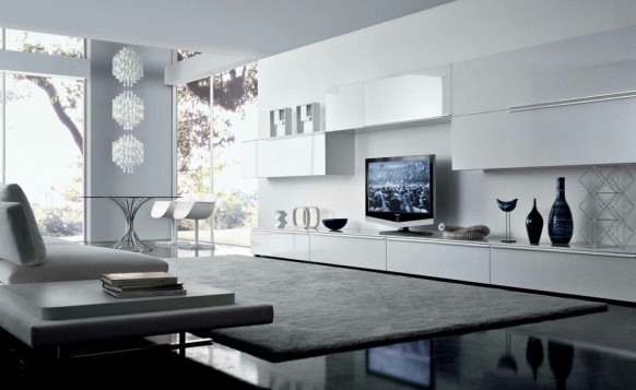 weiß elegante, moderne Wohn-Raum gebaut, ins