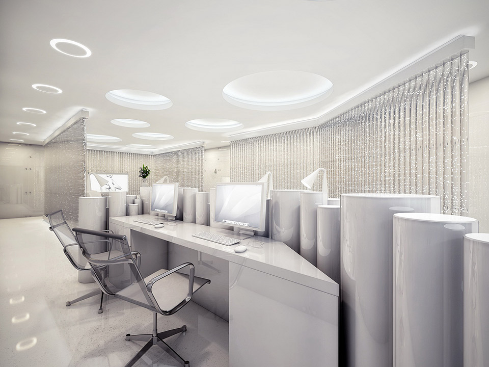 reception clinics offices visualized geometrix alux elen designrulz clinica homedsgn workspace