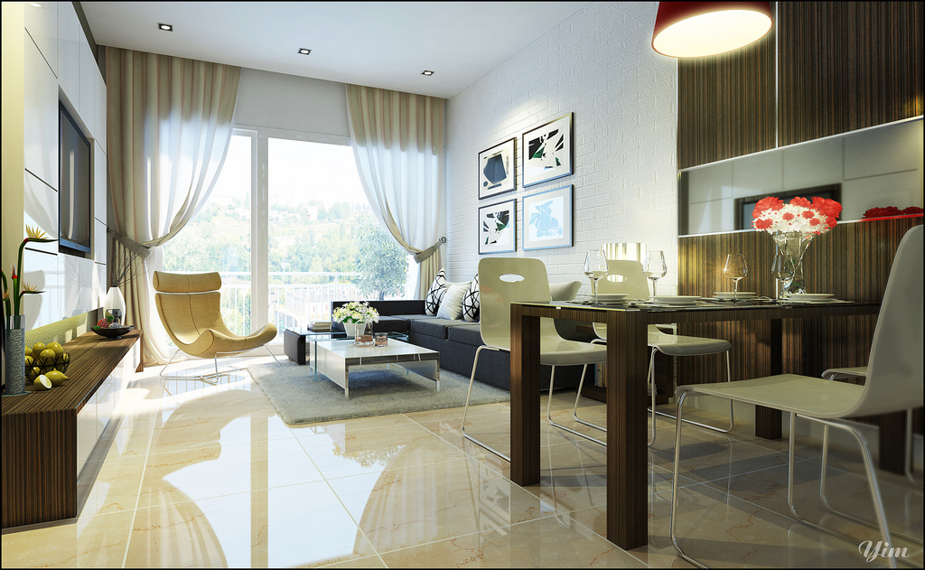 Living Room And Dining Space, Interior Design Of Living Room And Dining