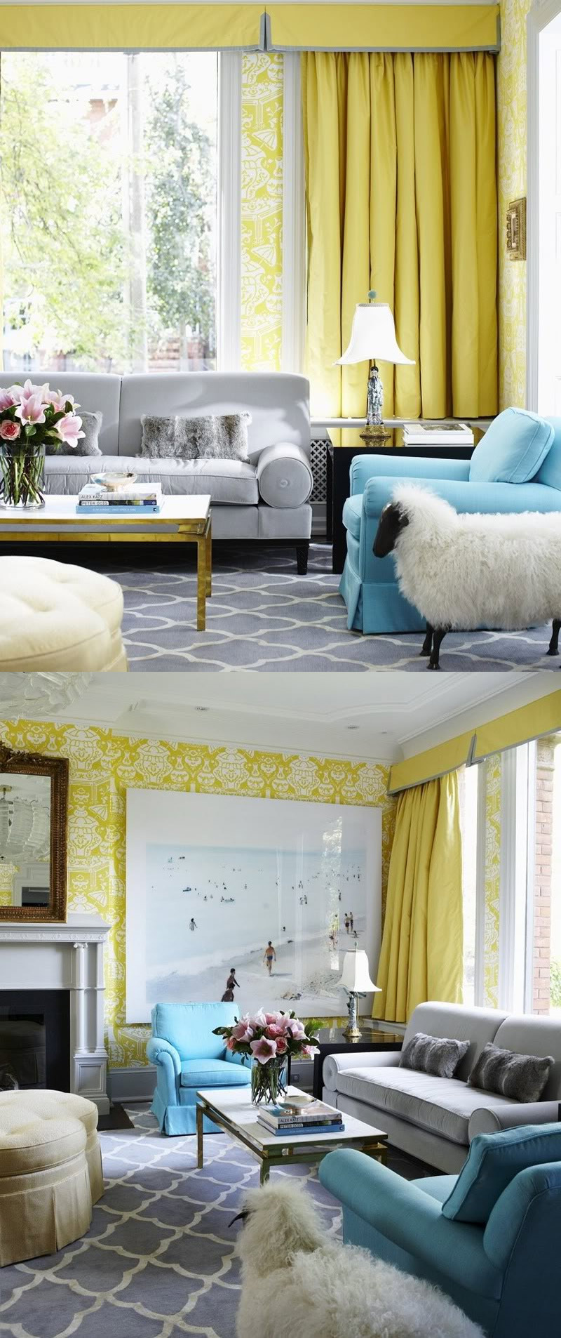 48 yellow duck egg blue grey living room | Interior Design ...