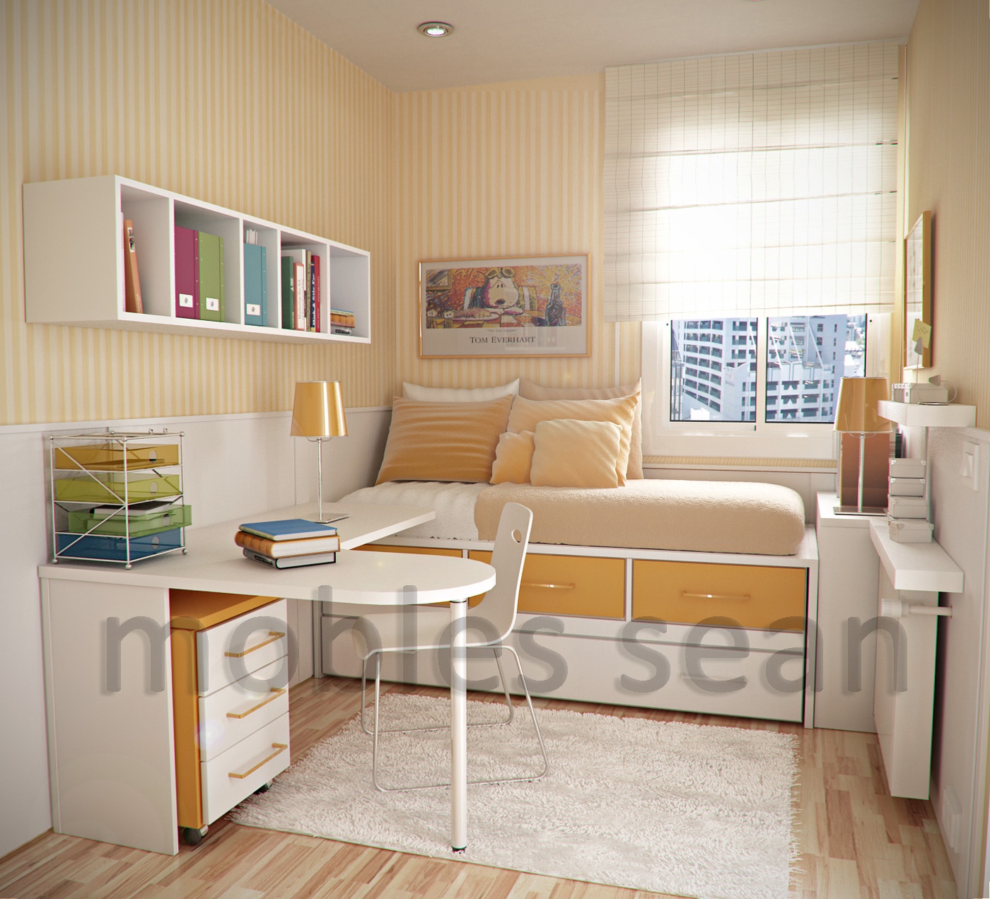 Orange white small kids room | Interior Design Ideas