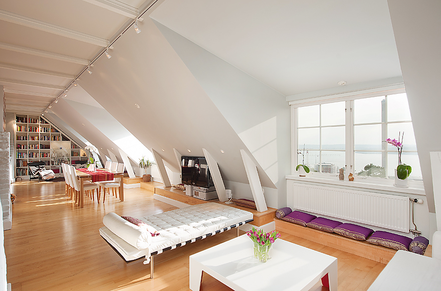 Stockholm Attic With Stepped Walls Steep Ceilings - Attic Apartment Decorating Ideas