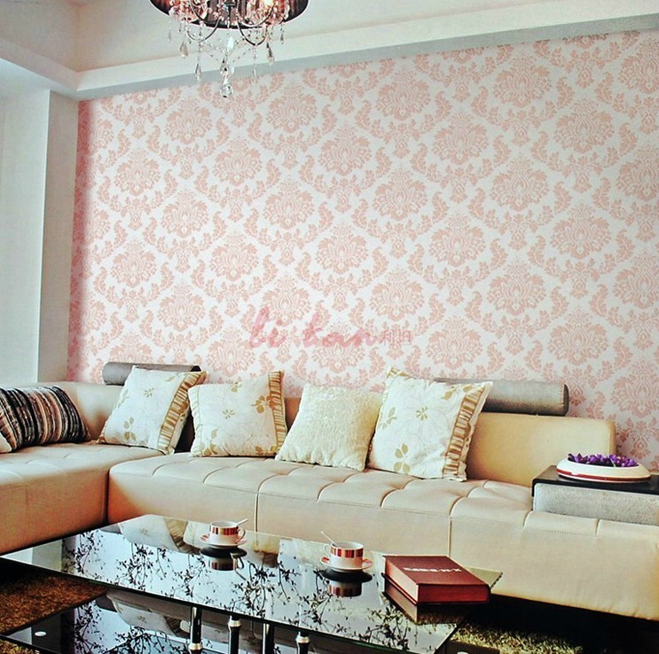 Pink White Fleur De Lis Wallpaper Living Room Interior Design Ideas - Hot Pink Wallpaper For Walls