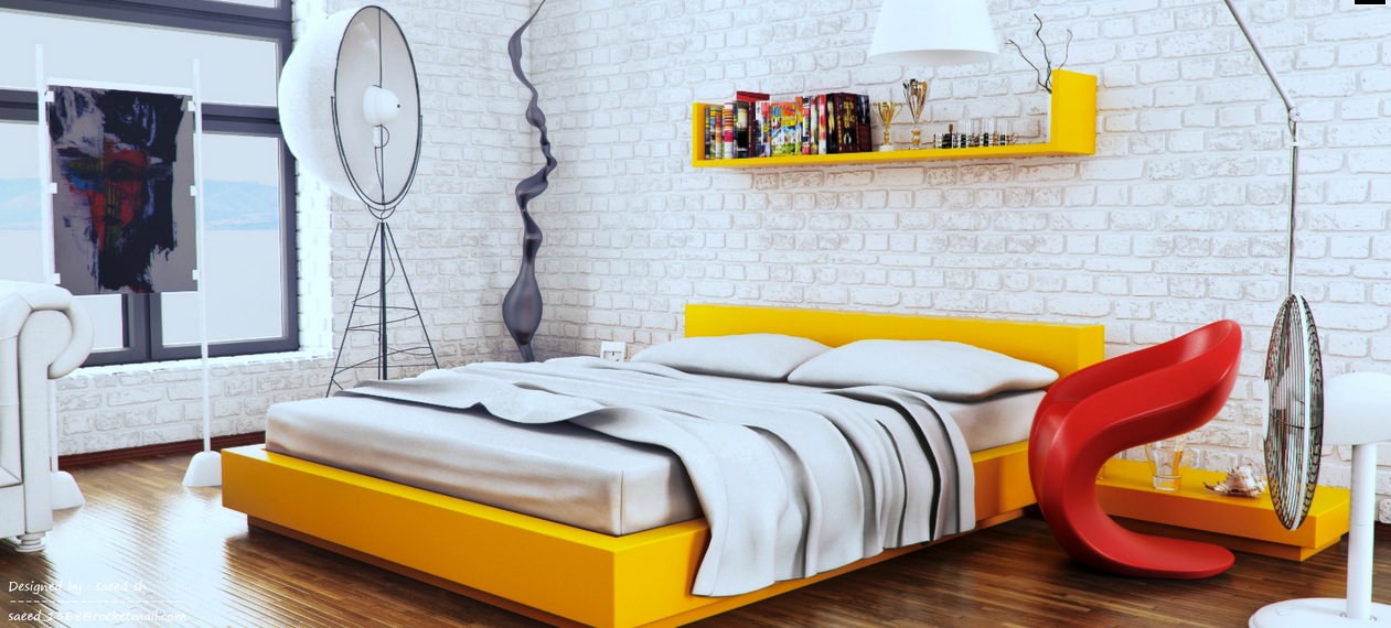 Yellow White Red Trendy Bedroom Interior Design Ideas - Yellow And Red Bedroom Decorating Ideas