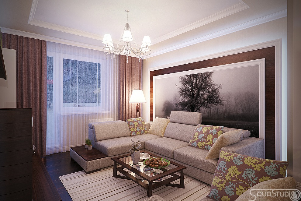 Cream brown blue green lounge | Interior Design Ideas.
