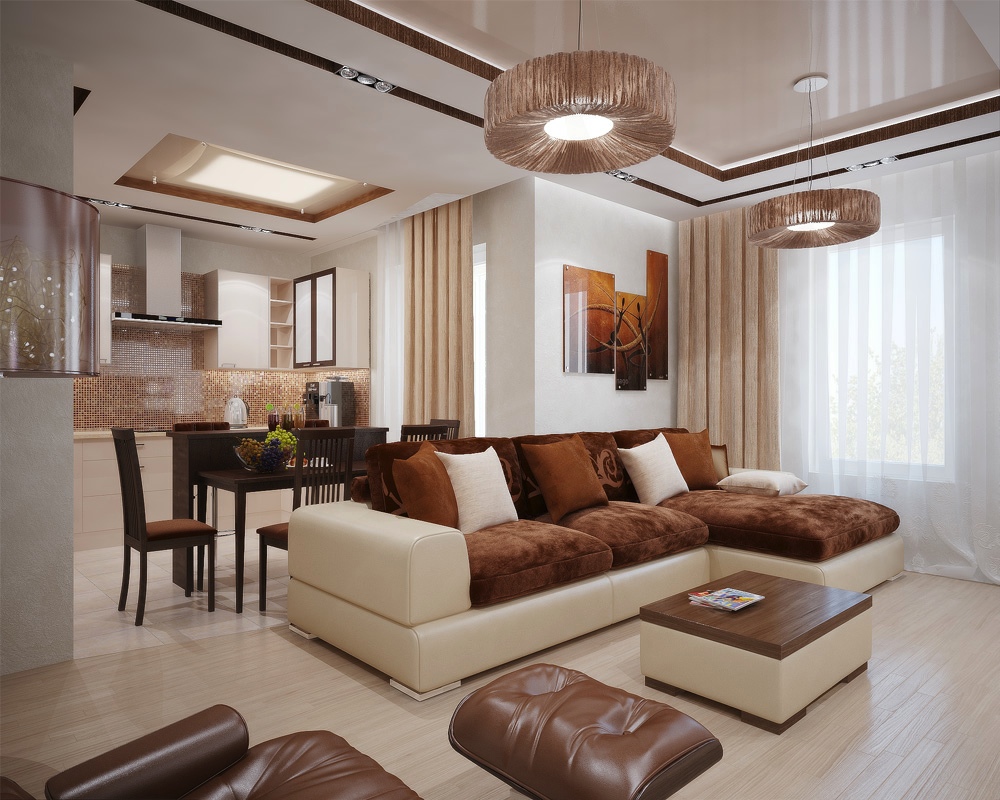 Brown cream living room | Interior Design Ideas