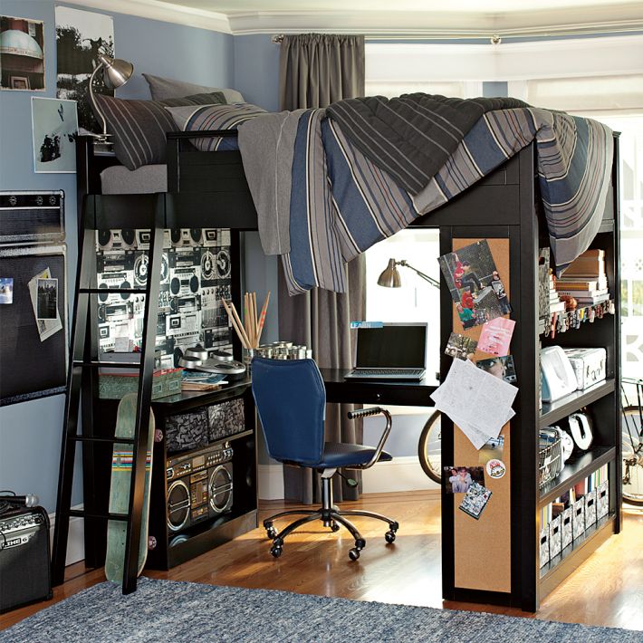 bunk bed with workspace boys room | Interior Design Ideas
