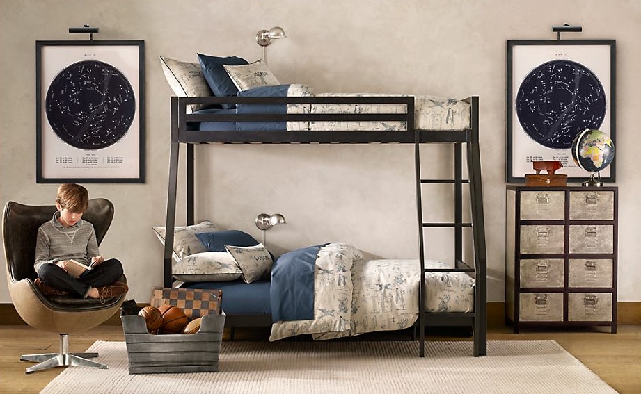 Double Bunk Bed Boys Room With, Bunk Bed Bedroom Design