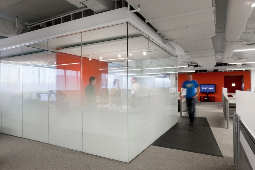 office glass frosting cube meeting kayak startup tech orange graduated feature designing interior frosted walls space gradient offices related modern