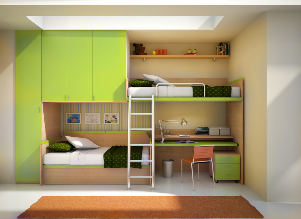 Thiết kế phòng ngủ cho trẻ với thiết bị trang trí nội thất "gắn liền" phần 2