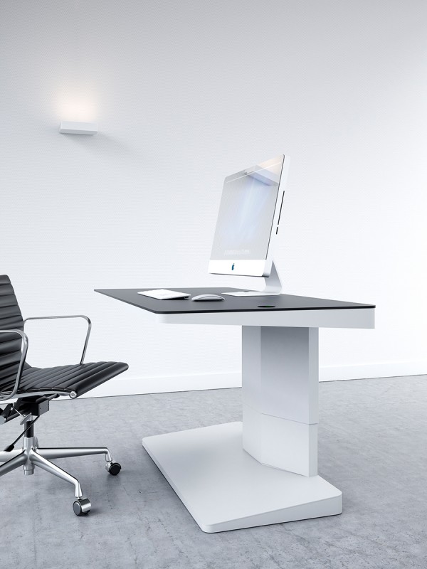 The 'Alpha' desk boasts a high-minded ergonomic design perfect for today's on-the-go work styles. With a fully adjustable height mechanism, between sitting and standing positions it offers the perfect solution for the modern office.