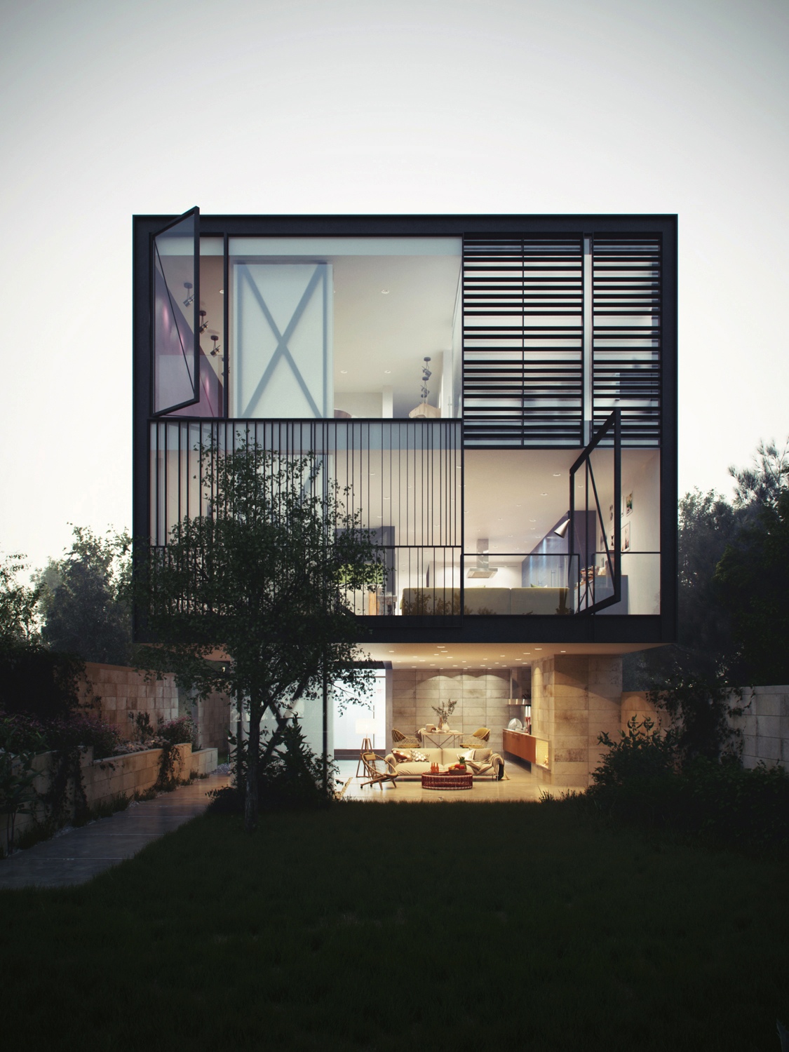Architectural Concept of a Glass Box Home
