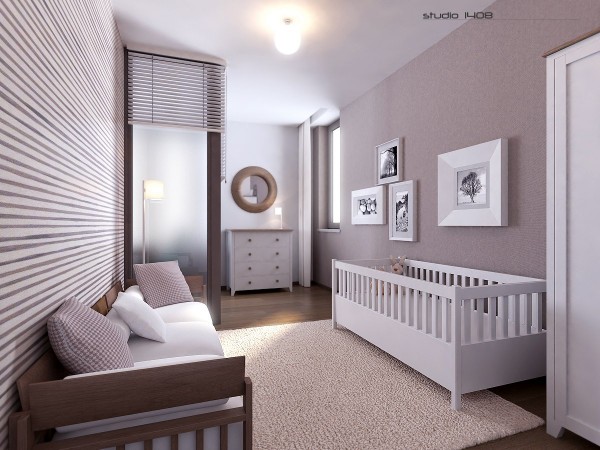 This modern style can be carried throughout the home as shown here with this nursery design. The space is well lit and bright with a neutral color palette to suit either gender.