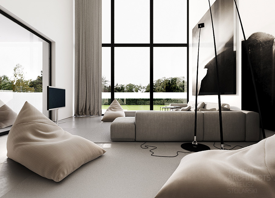 Clean Modern Decor, Bean Bag Living Room Design Ideas
