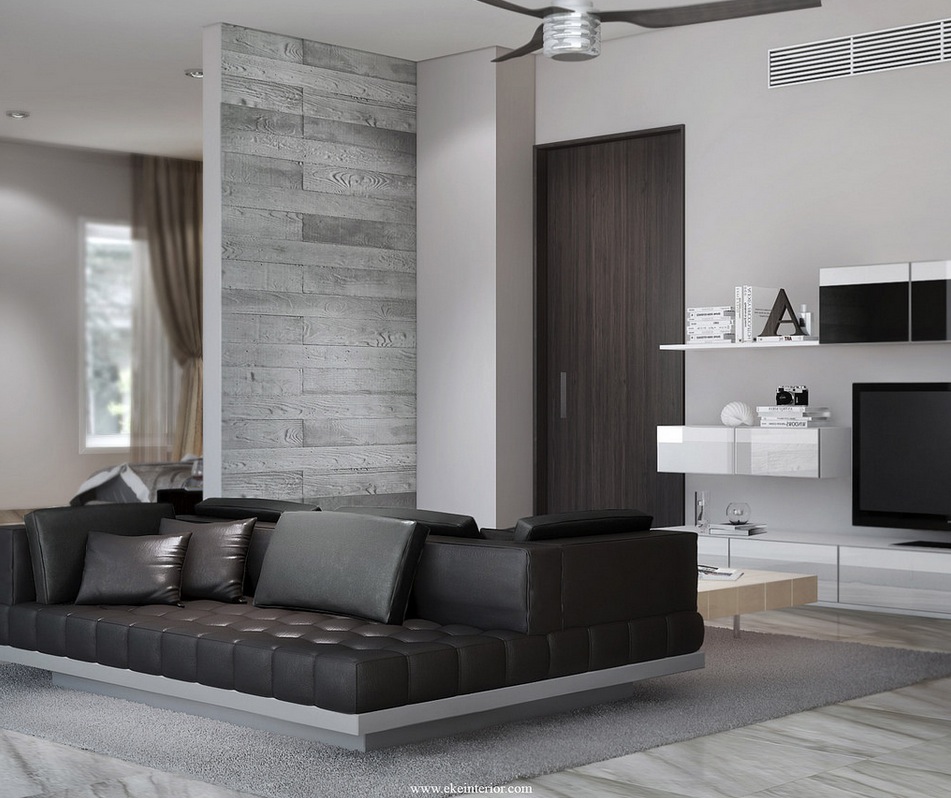 Black Leather Sofa Interior Design Ideas, Black Leather Sofa In Living Room