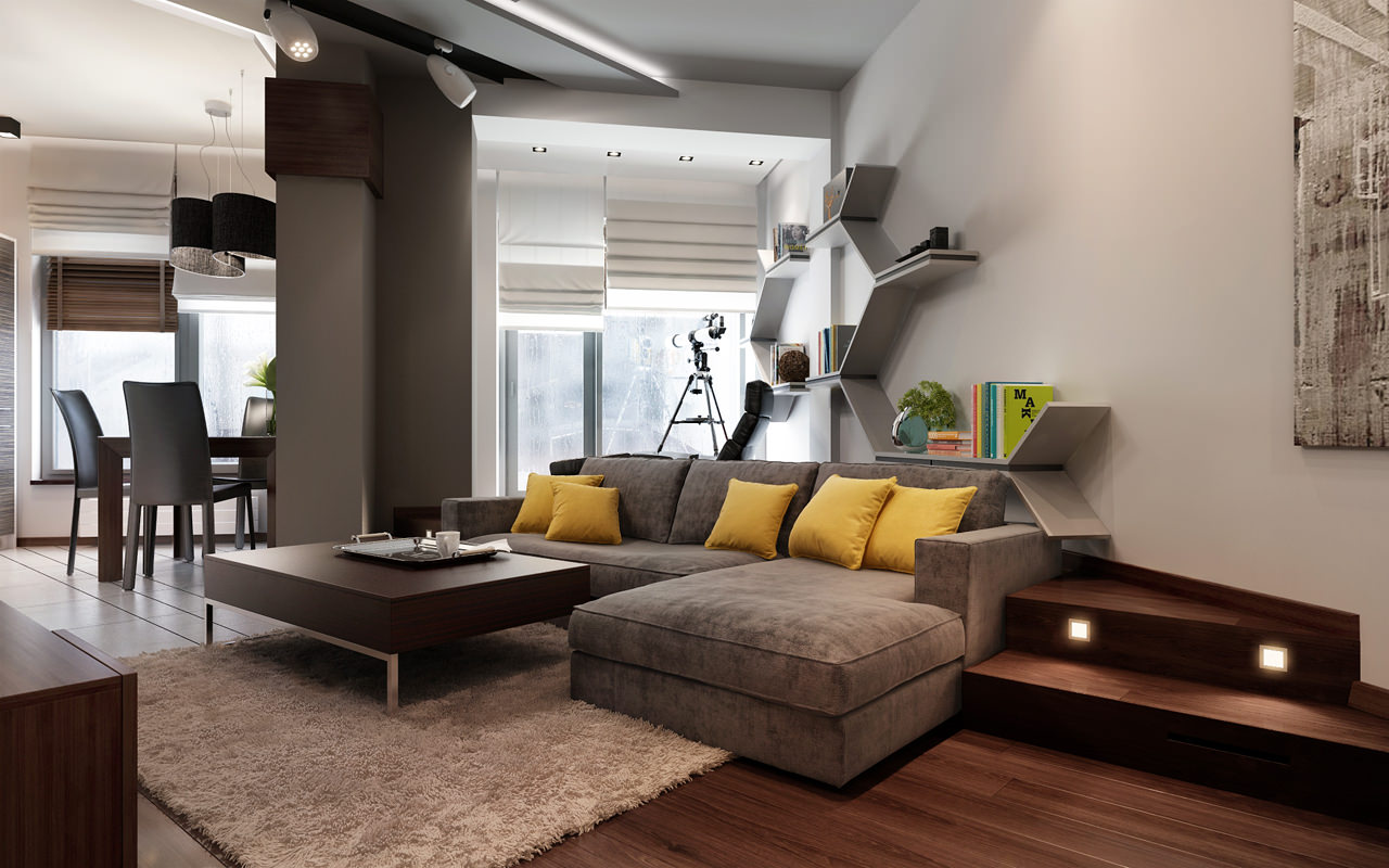 apartment stylish apartments modern lighting interior living extra comfortable special schemes three studio layout designing lights diseno masculine square meters