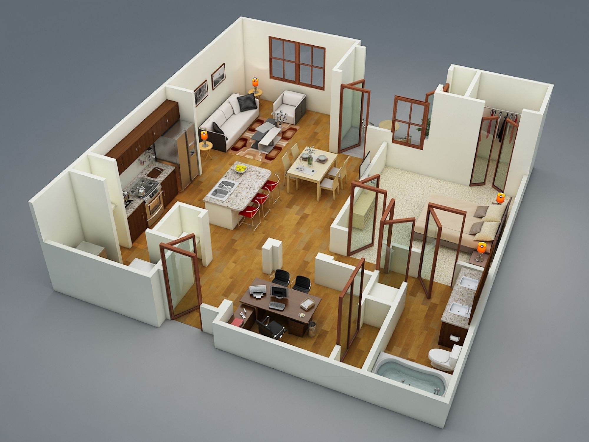  1  Bedroom  Apartment House  Plans 