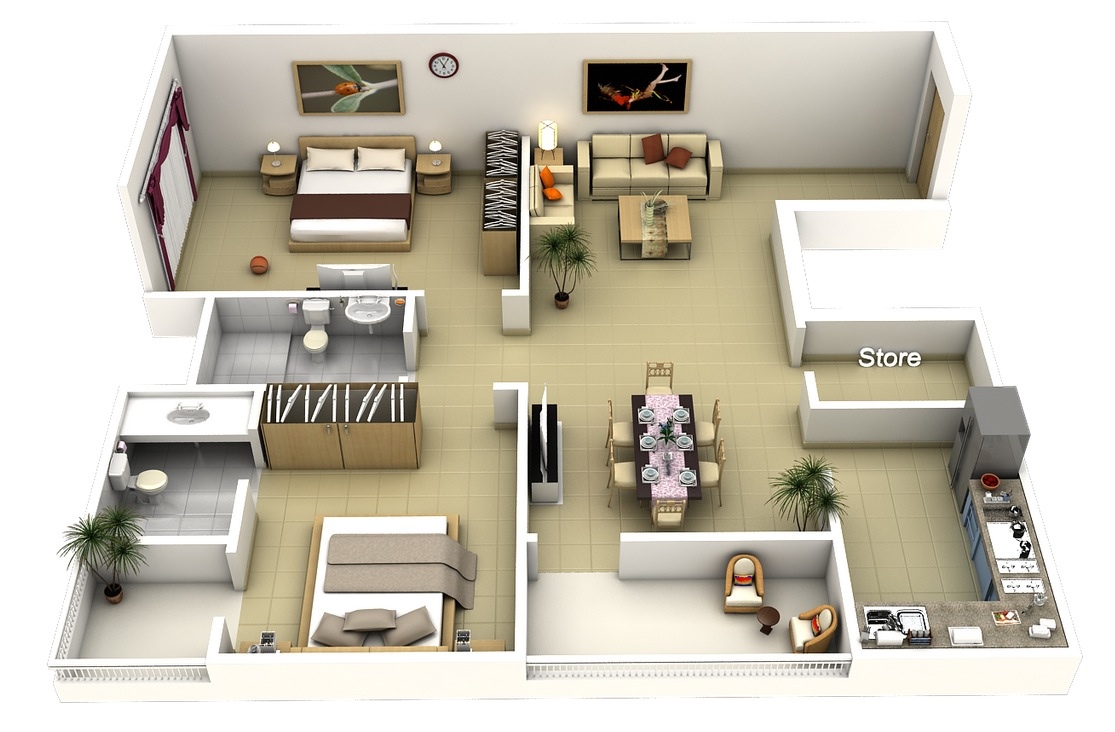  Large 2 Bedroom Apartment PlanInterior Design Ideas.