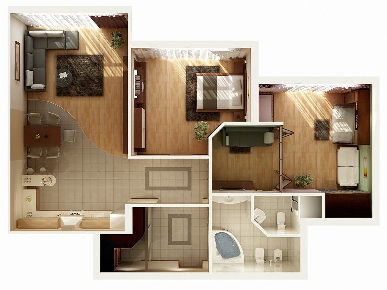 2 Bedroom Apartment House Plans, 2 Bedroom 1 Kitchen Bathroom House Plans