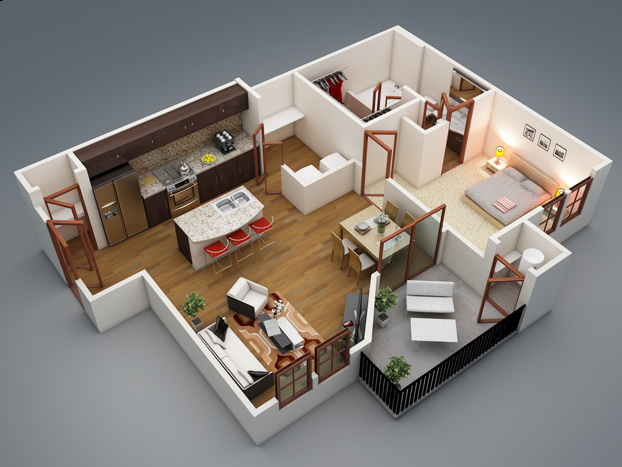 1 Bedroom Apartment/House Plans