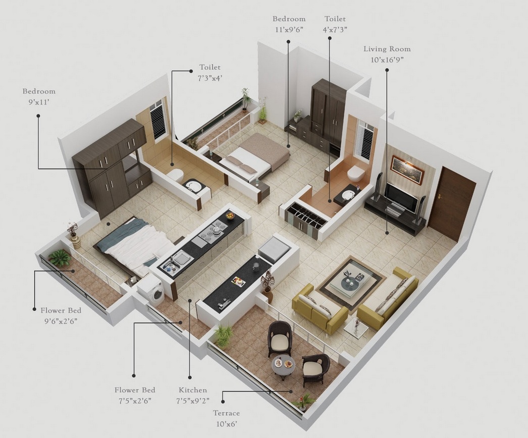 2 bedroom apartment/house plans
