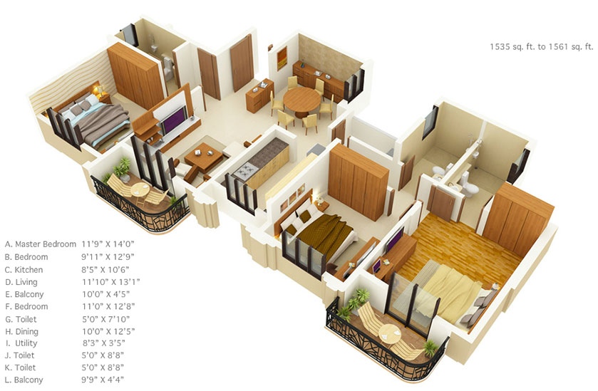 3 Bedroom Floor Plans Under 1600 Square, Single Story House Plans 1600 Sq Ft