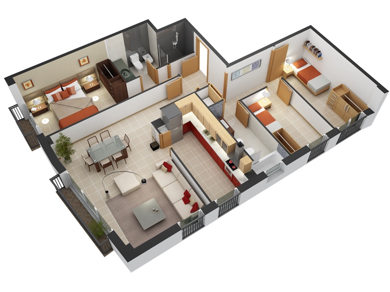 3 Bedroom Apartment House Plans, Small 3 Bedroom House Floor Plans