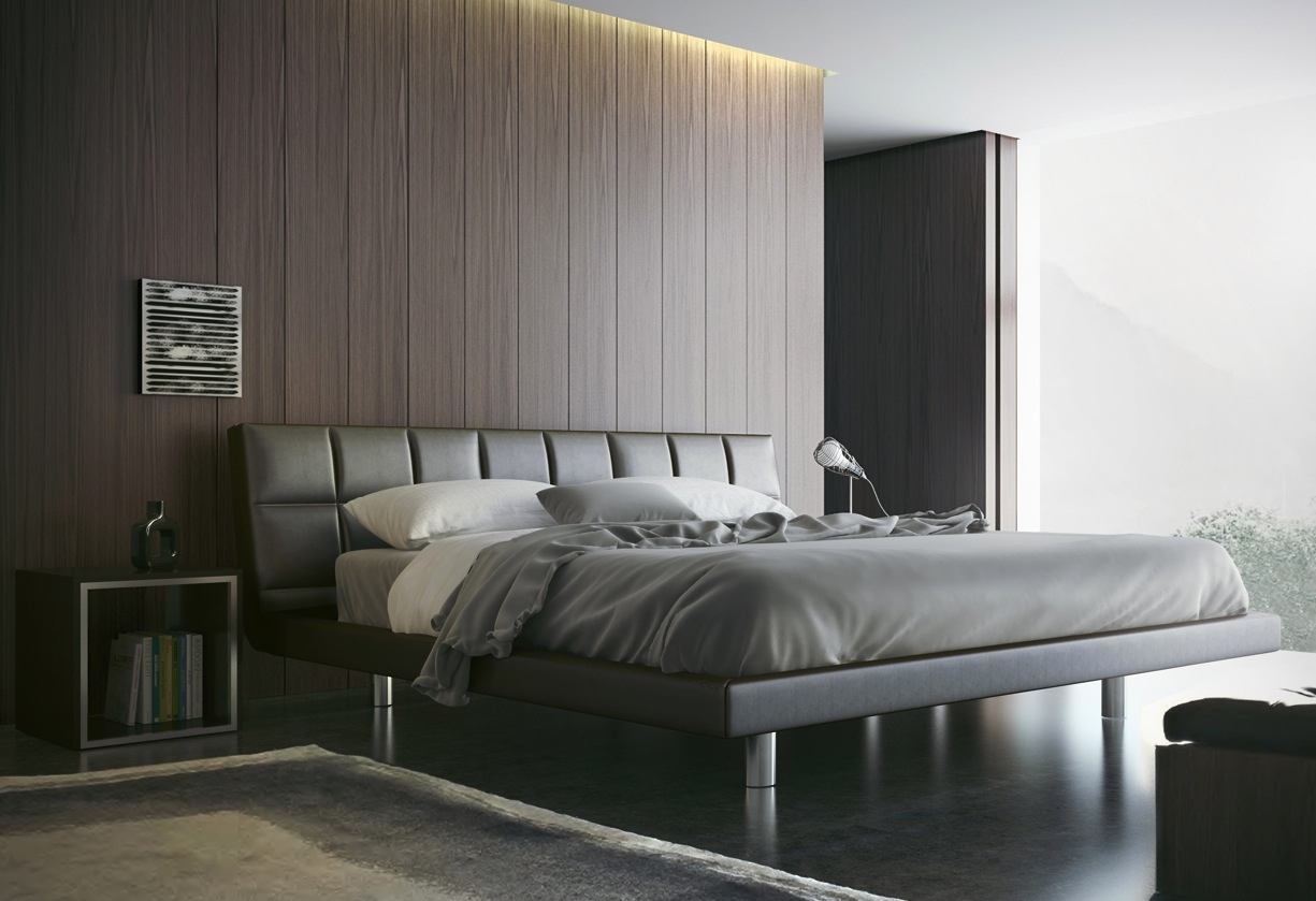 Leather Platform Bed Interior Design, Platform Bed With Leather Headboard