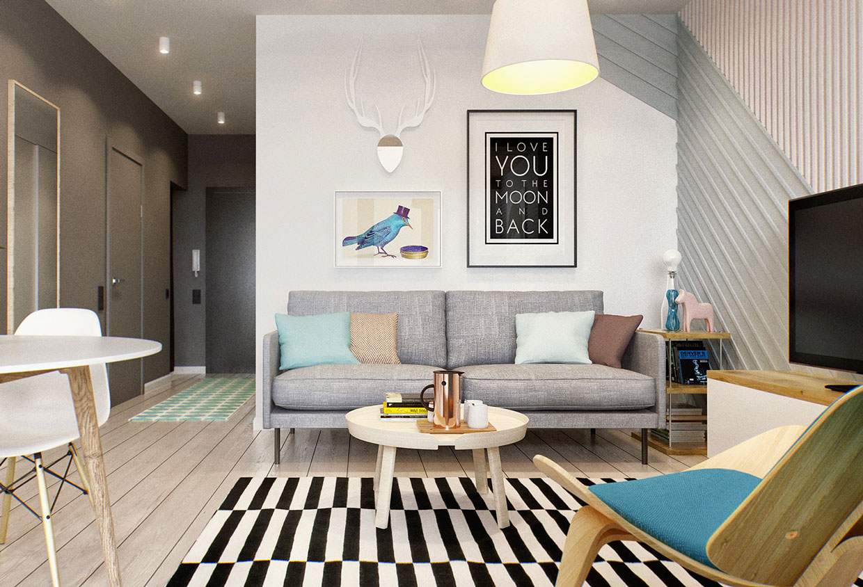 2 Simple, Super Beautiful Studio Apartment Concepts For A Young Couple  [Includes Floor Plans]