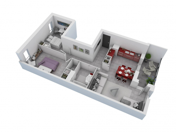 25 More 2 Bedroom 3d Floor Plans, Dream House 600 Sq Ft Plans 2 Bedroom 3d