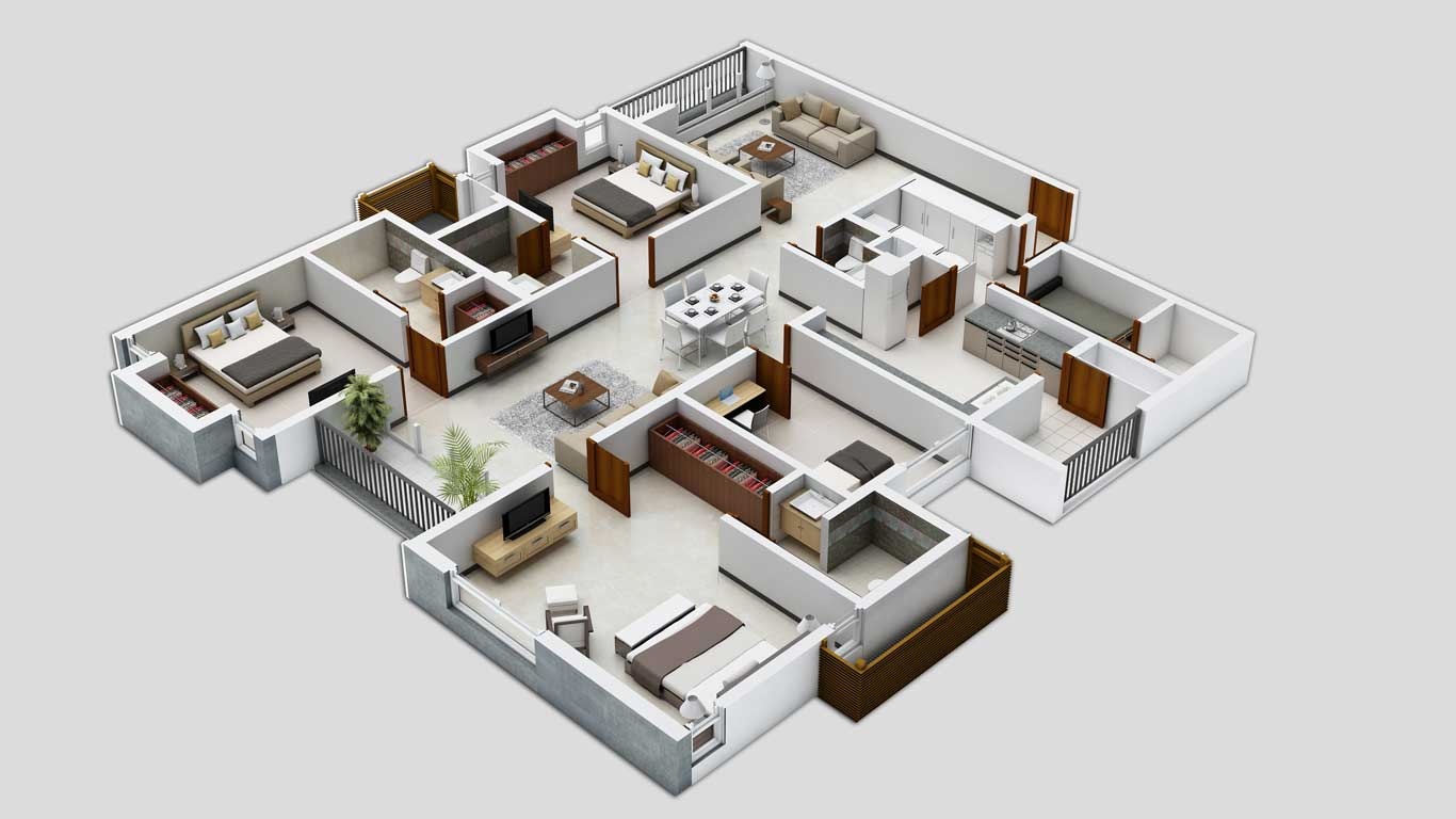 Three Bedroom House Apartment Floor Plans