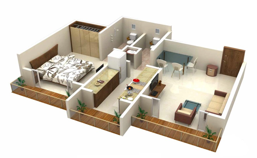 25 One  Bedroom  House  Apartment Plans 