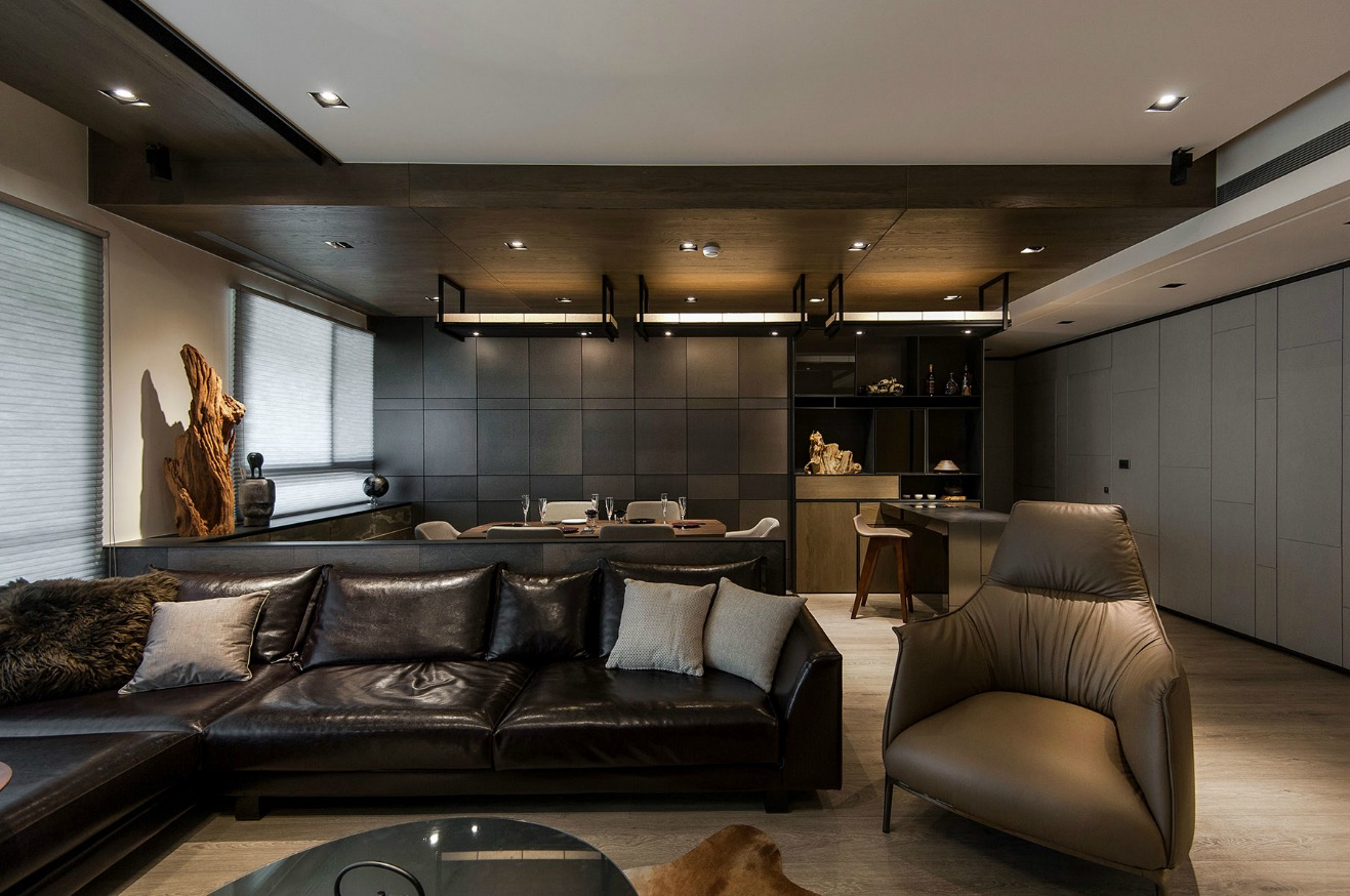 Wood Make A Dark Masculine Interior, Masculine Living Room Design