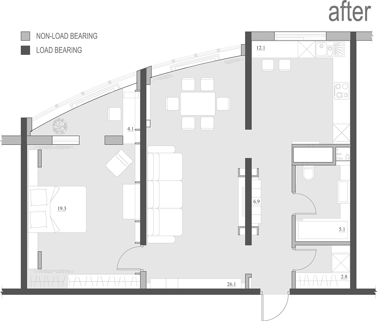 2 Single Bedroom Apartment Designs Under 75 square meters