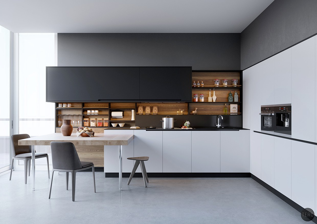 black, white & wood kitchens: ideas & inspiration
