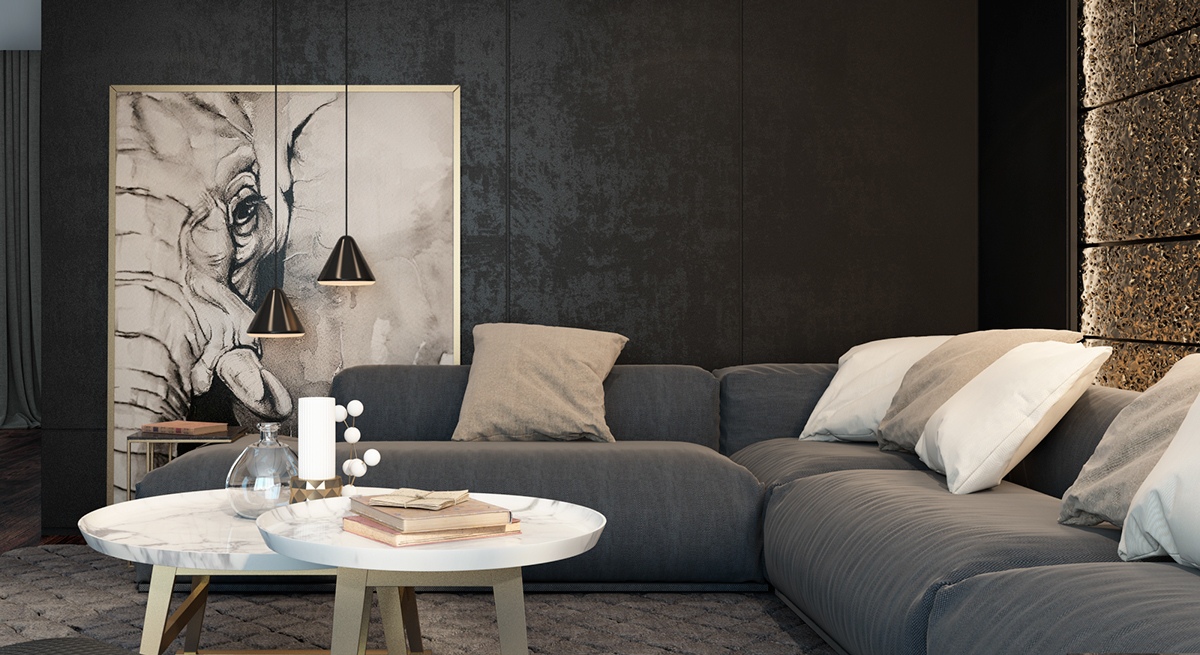 Black Living Rooms Ideas Inspiration, Black And Grey Living Room Design