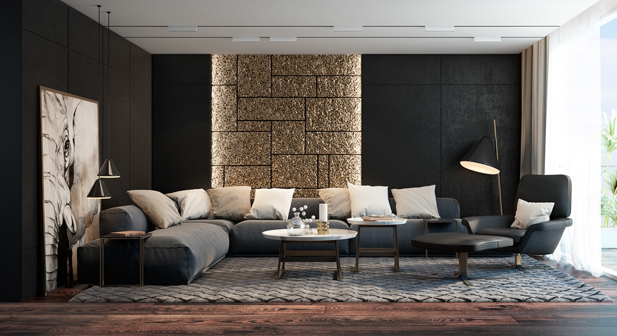 Black Living Rooms Ideas Inspiration, Black And Grey Living Room Decor