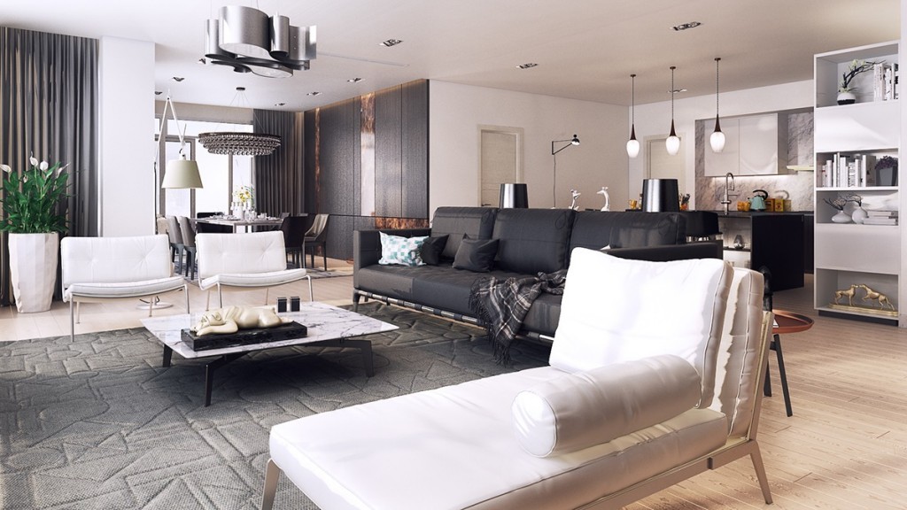 modern black and white penthouse | Interior Design Ideas