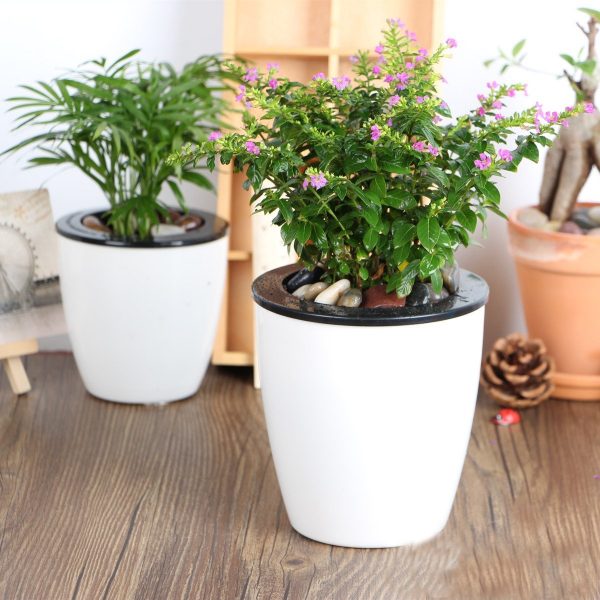 Automatic Water Absorption Water Hanging Plants Pot L Indoor Out Wall Hang Flowerpot Window Boxes Home Decor, Self Watering Planter Round Vase Lazy Flower Pot Balcony Garden Planter 