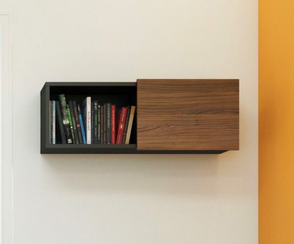 Wall Mounted Bookshelf With Doors On, Wall Mounted Wooden Shelves With Doors