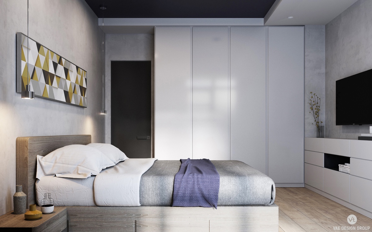 hexagonal-feature-art-matching-rug-bedroom