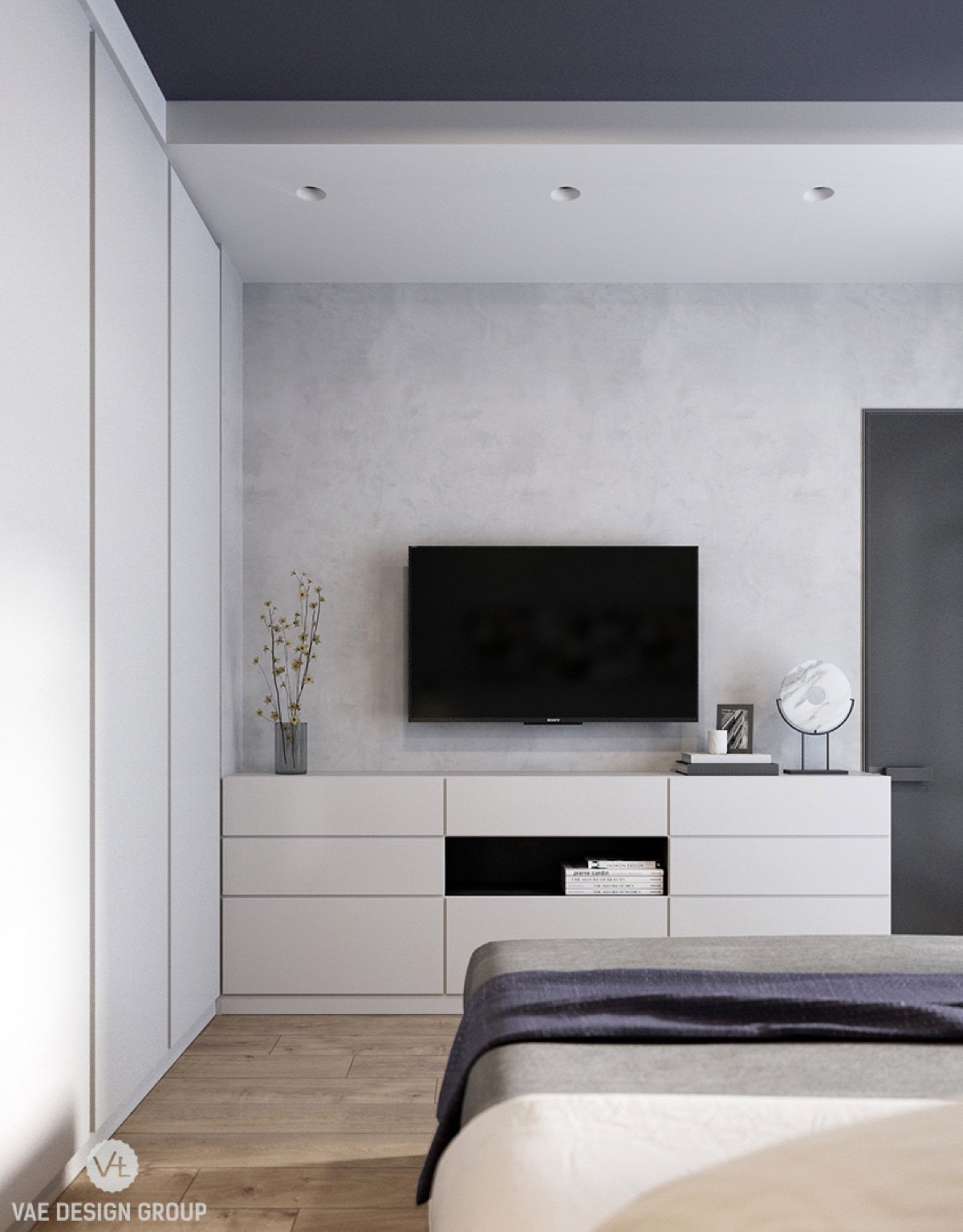 white-walled-bedroom-with-quirky-features-hole-out-lighting-wardrobe-panelling