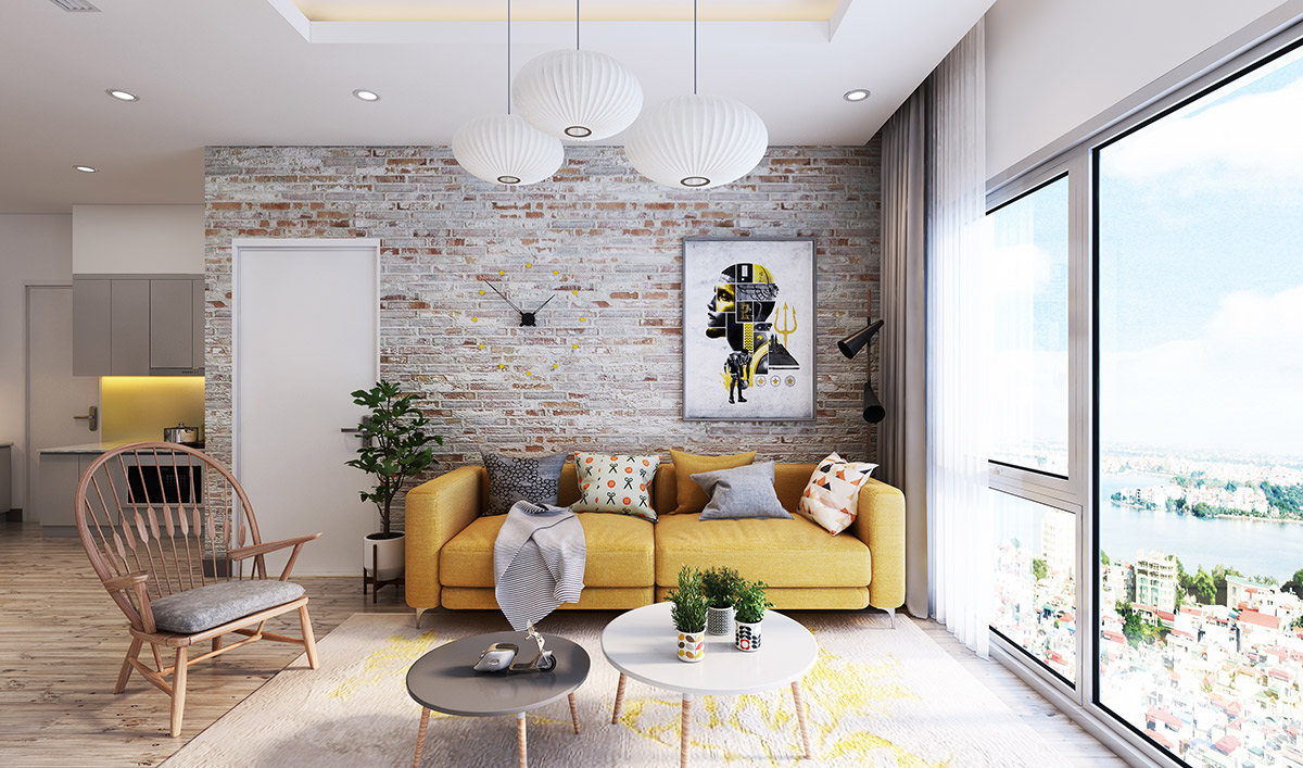 Living Room: Brick Wall In Living Room