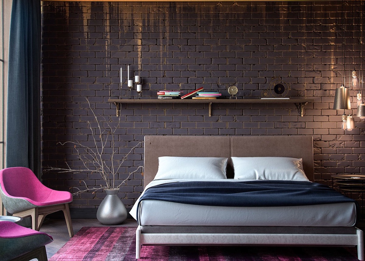 bedrooms with exposed brick walls