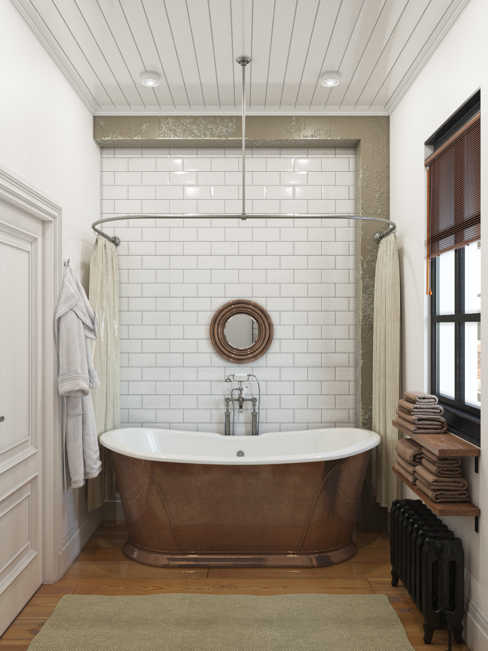 copper bath towel shelves