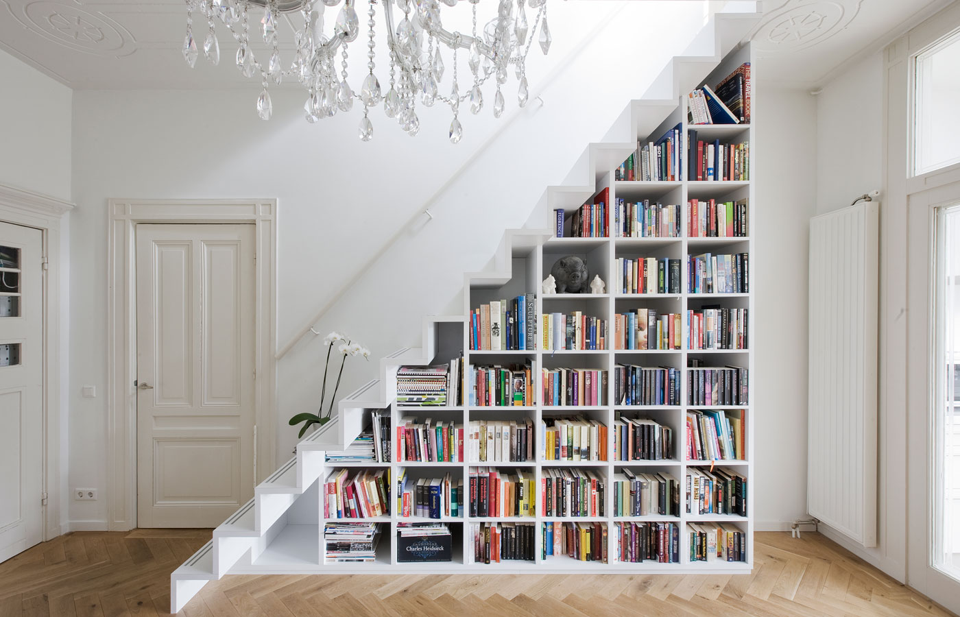 Book Storage In Around Stairs, Built In Bookcase Under Stairs