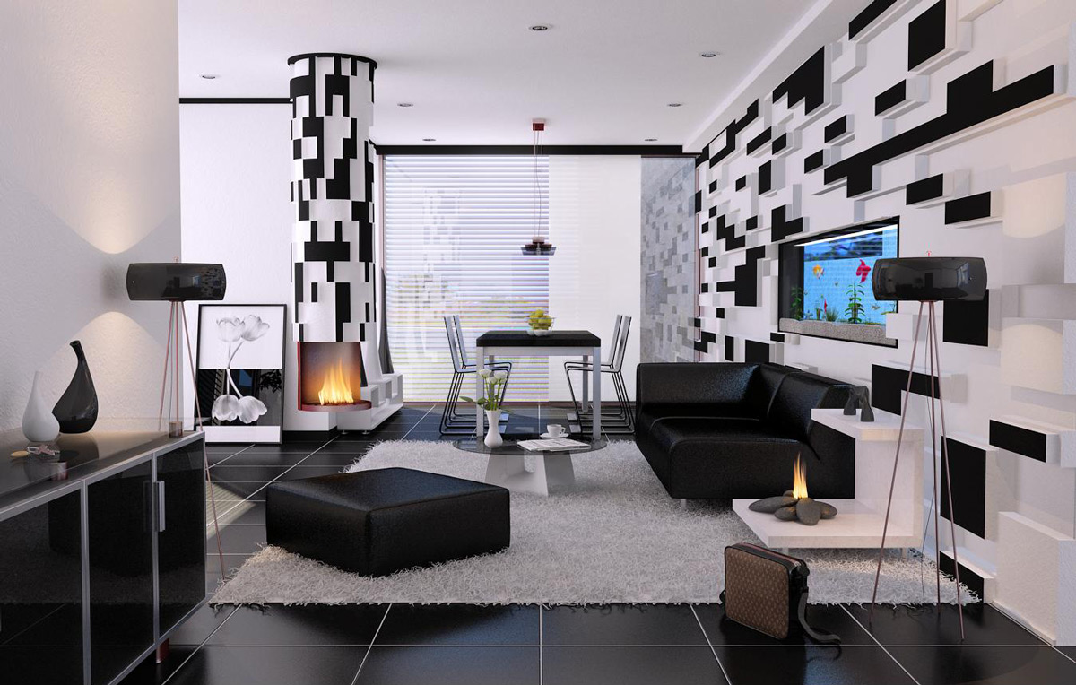 30 Black White Living Rooms That Work, Black And White Living Room Ideas With Accent Color