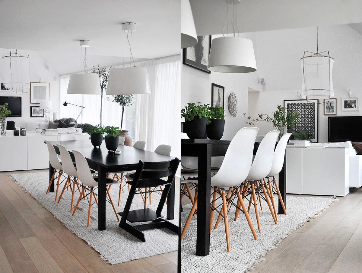 30 Black White Dining Rooms That Work, Chairs For Kitchen Table Black And White